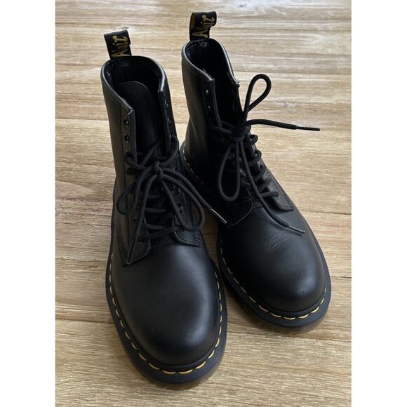 Dr. Martens 1460 SR Black Full Grain Leather Safety Combat Boots Ladies 8 Mens 7 - Picture 1 of 5